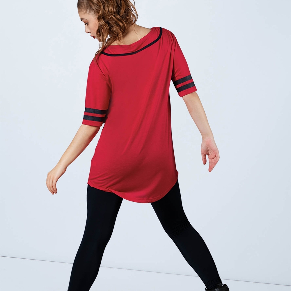 Red Women's Top with Black Stripes